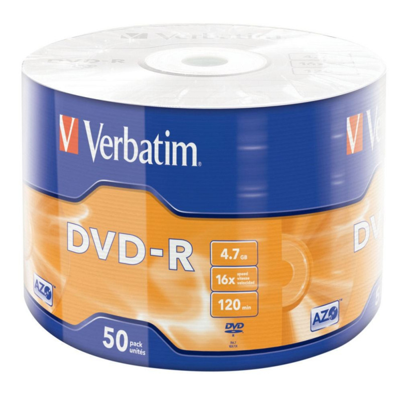 Rengør rummet kanal strejke Verbatim Verbatim DVD-R AZO 4.7GB 16X MATT SILVER SURFACE Shrink 50 -  DVDi.es