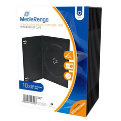Pack 10 MediaRange estuche DVD slim para 1 disco, 7mm, Negra