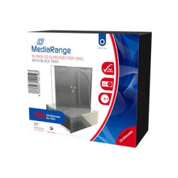 Pack 10 MediaRange CD Slimcase para 1 disco, 5.2mm, bandeja preta
