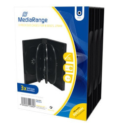 Pack 3 MediaRange estuche DVD para 8 discos, 27mm, Negra
