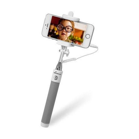 MediaRange Universal Selfie-Stick para Smartphones, com cabo, branco/cinza