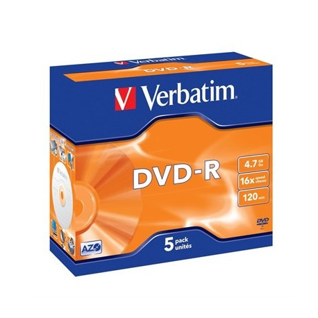 Verbatim DVD-R AZO 4.7GB 16X MATT SILVER SURFACE Jewelcase Pack 5
