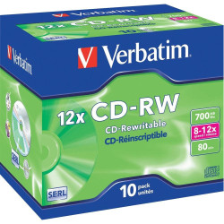 CD-RW Verbatim 700mb 12x, Regrabable Caja Jewel, Pack 10 uds