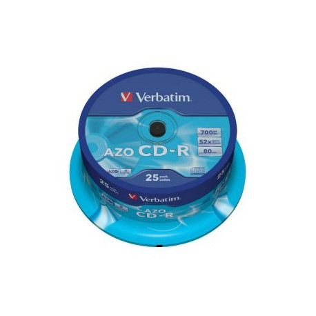 Verbatim CD-R AZO 700MB 52X Superficie Cristal, Tarrina  25 Uds