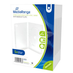 MediaRange Caja DVD para 1 disco, 14mm, transparente, Pack 5
