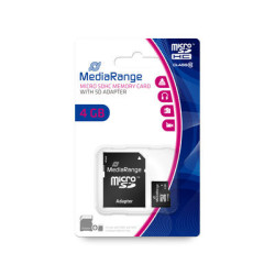 Tarjeta 4GB microSDHC, Clase 10, C/adapter Mediarange