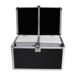 MediaRange Media storage case for 300 discs, aluminum look, with hanging sleeves, Black