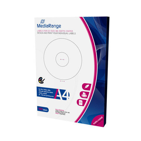 Etiquetas MediaRange para CD DVD BLURAY 41/118mm PACK 100