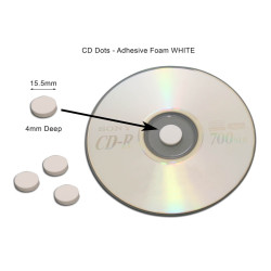 Botón de espuma CD, DVD, adesivo trazeiro, blanco, Pack 50