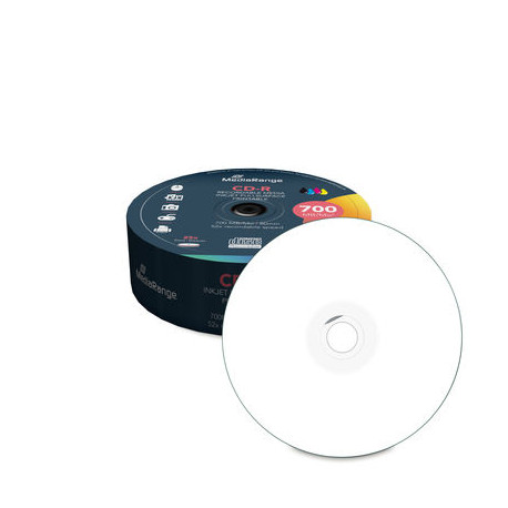 CD-R 52x imprimible Mediarange 700MB, ff, Tarrina 25 uds