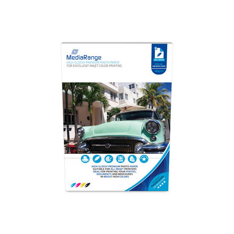 MediaRange DIN A4 Photo Paper for inkjet printers, high-glossy coated, 180g, 50 sheets