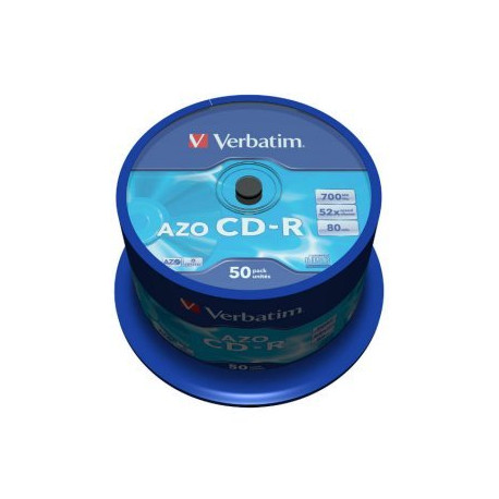 Verbatim CD-R AZO 700MB 52X Superficie de Cristal, Tarrina 50