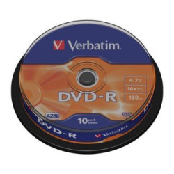 Verbatim DVD-R AZO 4.7GB 16x  Superficie plata mate tarrina 10 uds