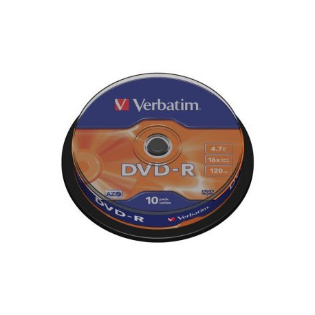 Verbatim DVD-R AZO 4.7GB 16x  Superficie plata mate tarrina 10 uds