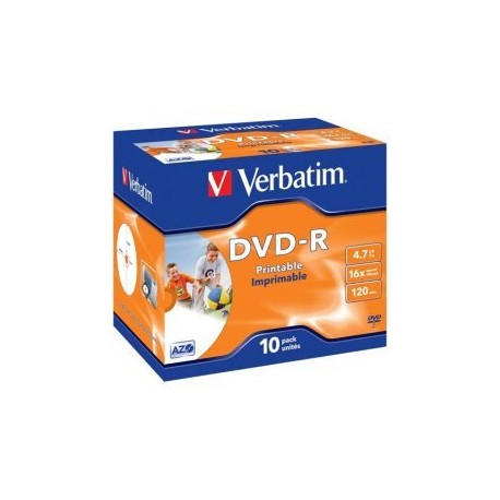 Verbatim DVD-R AZO 4.7gb 16x ff printable, Jewelcase Pack 10